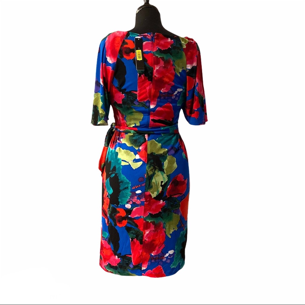 NEW TAHARI ASL Multicolor Floral Short Sleeved Dress size 6 - Picture 3 of 13